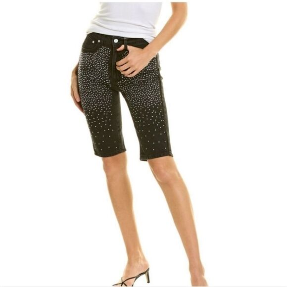 CHIARA FERRAGNI Long Short Crystal Black Denim - Picture 1 of 9